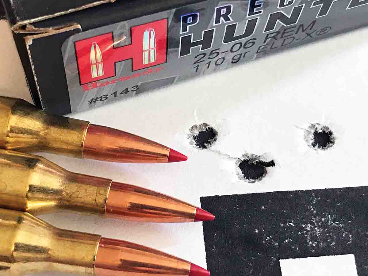 The old rifle provided this group with Hornady factory-loaded 110-grain ELD-X bullets.